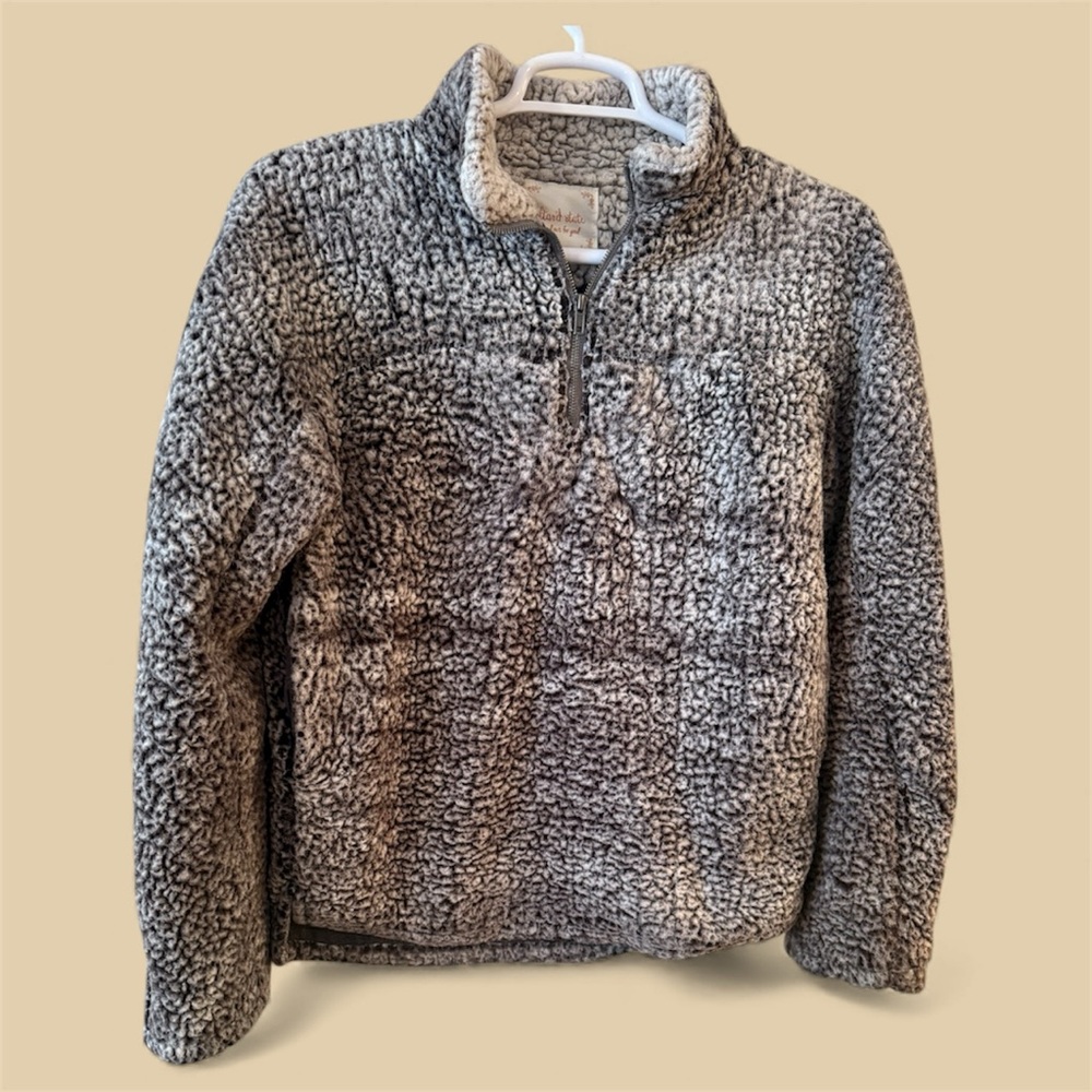 ALTAR’D STATE 3/4 zip Pull Over Cozy Gray Sherpa Jacket Medium